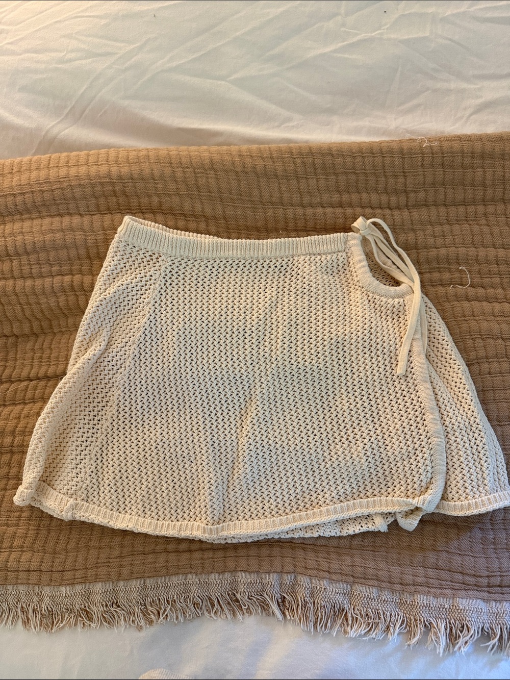 Sabo skirt Cream Knit Wrap Skirt - Women's Summer Beach Skirt